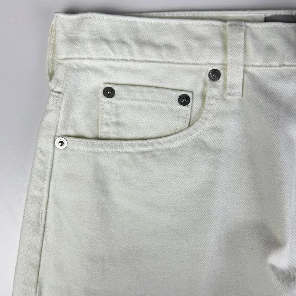 Everlane Women's Cream Cotton Zip Fly‎ Casual A-Line Mini Denim Skirt Size 28 - Picture 3 of 5